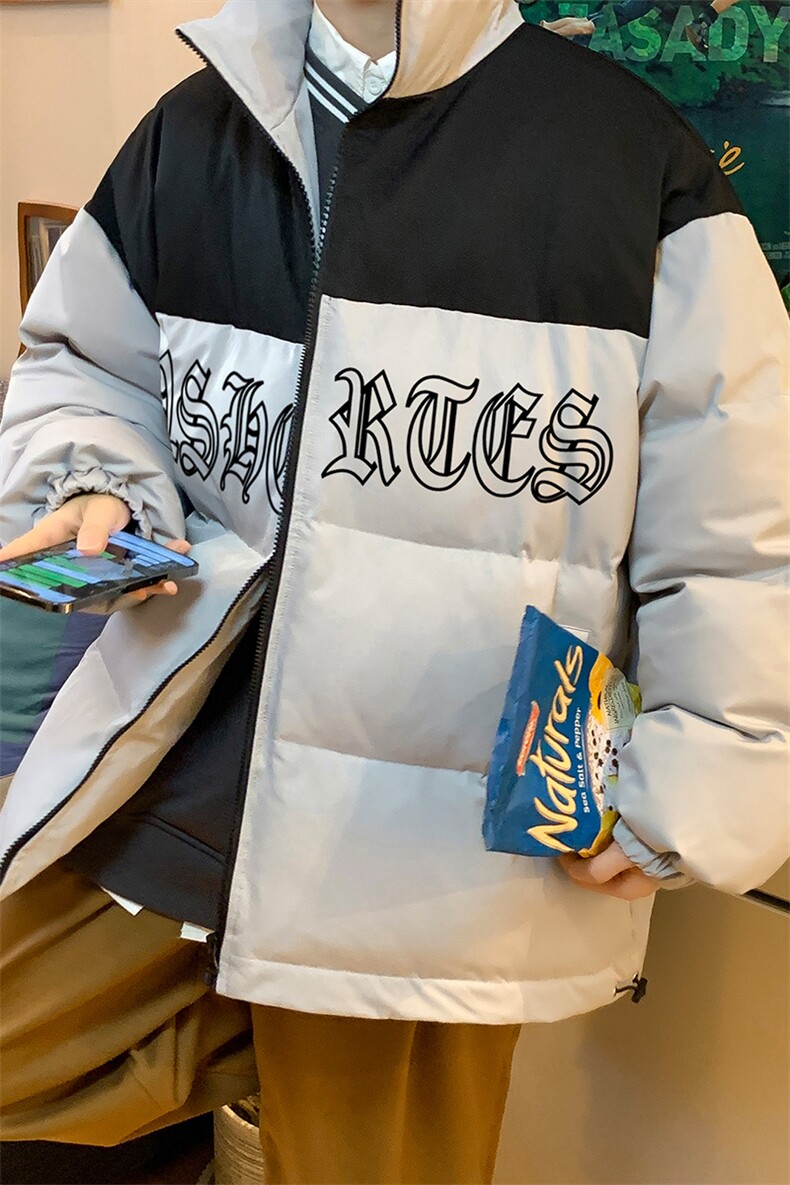 港风宽松加厚撞色哥特字母北面棉衣棉服外套MY6257特价P85控138,男装棉衣,电商A268A