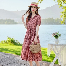 6303时尚显瘦格纹连衣裙，女装连衣裙，倪叶myz