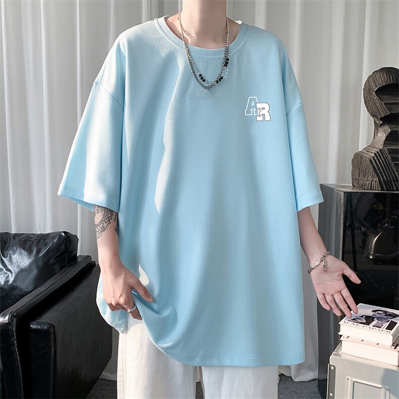 华夫格t恤男短袖男大码五分袖短句风HT73369-P22,男装T恤,电商A040