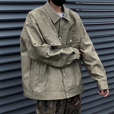 港风高街痞帅男装外套美式短款潮牌工装皮衣夹克DSA157B-J230-P90，男装夹克，电商A157B