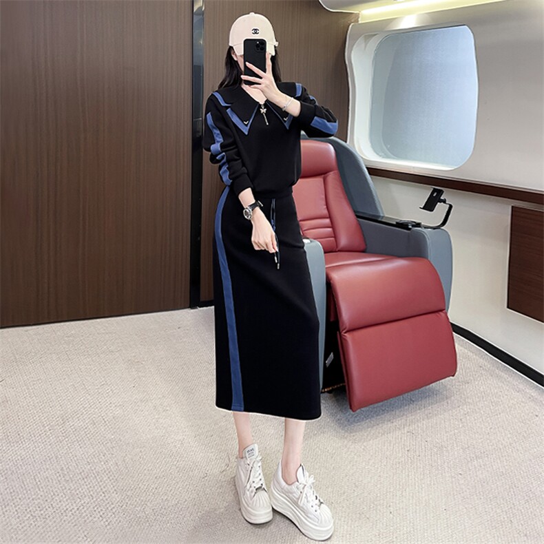 欧货气质套装裙女秋季新款拼接上衣半身裙两件套,女装套装/套裙,江南