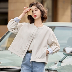 小个子开春外套女短款2025新款韩版宽松圆领休闲棒球服春秋夹克潮，女装短外套，悦祺