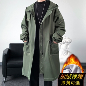 大货风衣男中长款大衣加绒加棉衣男F262薄P115加绒P135爆景一图片