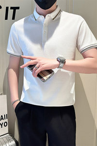 店主风社会小伙男士时尚刺绣POLO衫男短袖T恤301A-1/PL112/P55图片
