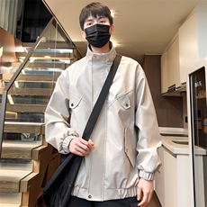 立领夹克男秋季宽松水洗皮衣潮茄克外套休闲A266-PY008-P75控138，男装夹克，电商A266