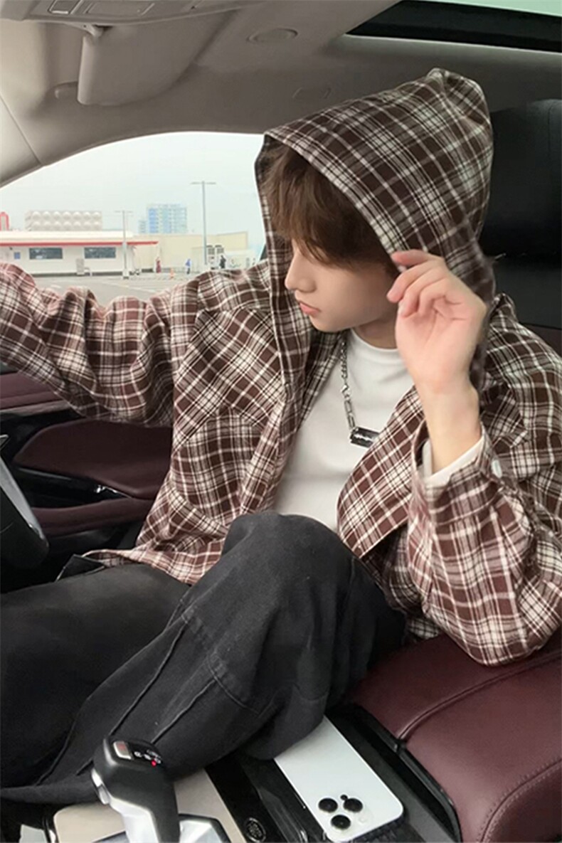秋季新款格子衬衫男女宽松休闲百搭高级感长袖上衣C2271-特价P36,男装衬衫,电商A007
