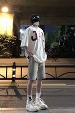 B221美式ins高街暗黑拉链休闲牛仔短裤五分裤LK23082-P50控68，男装牛仔裤，电商B221