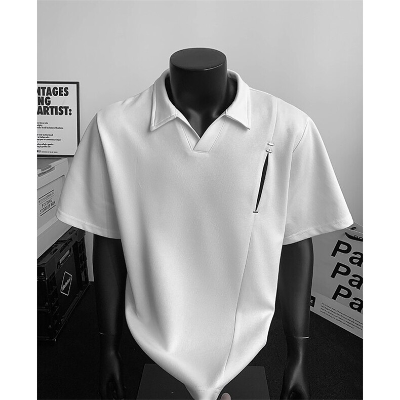 夏季宽松设计款小众POLO衫短袖T恤潮XZ808B-WH067-P48,男装T恤,星座808B