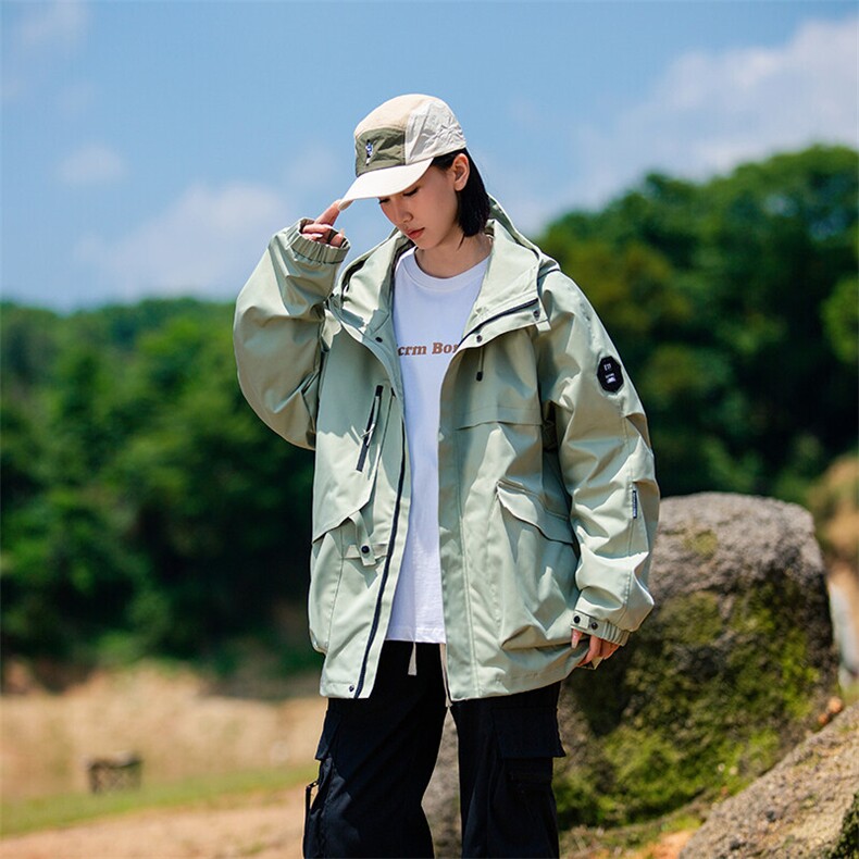 春秋户外冲锋衣男女同款防风防水连帽工装外套登山服夹克2481-P75,男装夹克,星座1403A