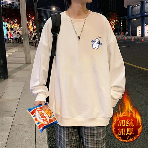 S6167-P28加绒款-P33秋季圆领卫衣男大码韩版宽松长袖外套,男装卫衣,电商A040