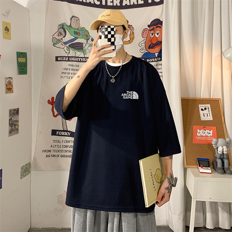Q11232-P30春夏季七分袖t恤男大码五分袖男短袖中袖,男装T恤,电商A040