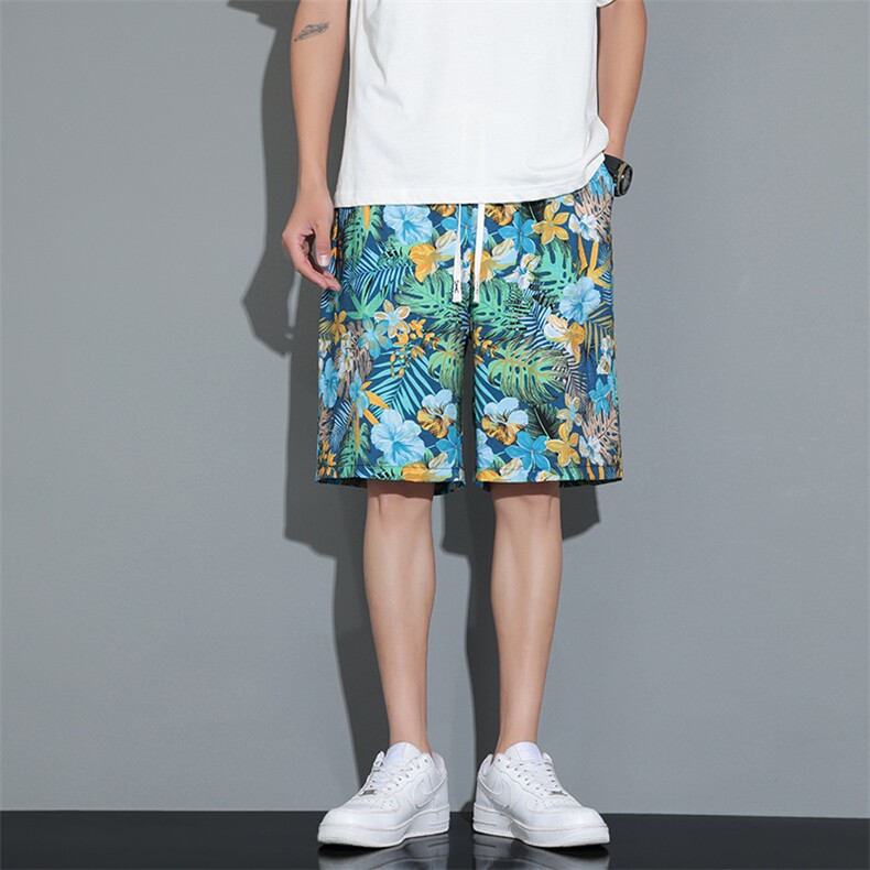 2024男装超薄冰丝新款潮流休闲百搭花短裤五分男裤D107-P35，男装牛仔裤，星座815-1（原A203A）