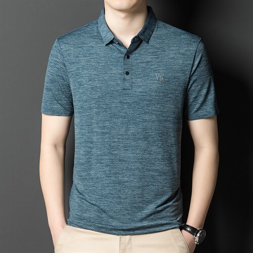 夏季新款男士翻领短袖t恤中年有领男装上衣服休闲POLO衫图片