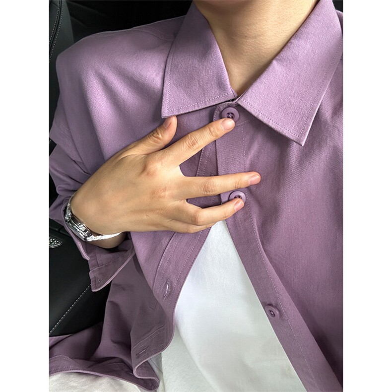 100%棉纯棉衬衫成衣水洗休闲衬衫男女宽松纯色衬衣GC27-P45,男装衬衫,星座301C-5