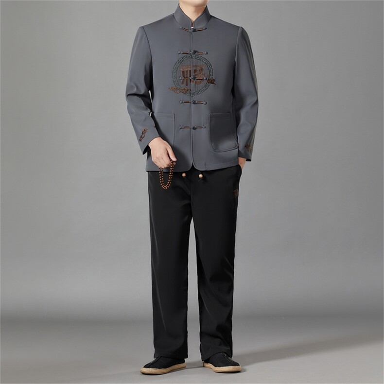 春秋风唐装盘扣外套MJ5801-单上衣P115套装P170三件套P240，男装休闲套装，星座1105-3