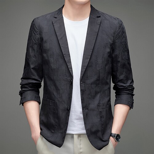 秋季新款爸爸西装外套男中老年商务休闲宽松西服MNSA6629206-P200，男装西服，电商B212（原钱塘6029）