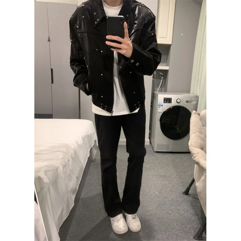 706-1-JK5127-P75特P春季美式短款垫肩夹克外套男痞帅机车服,男装夹克,星座706-1