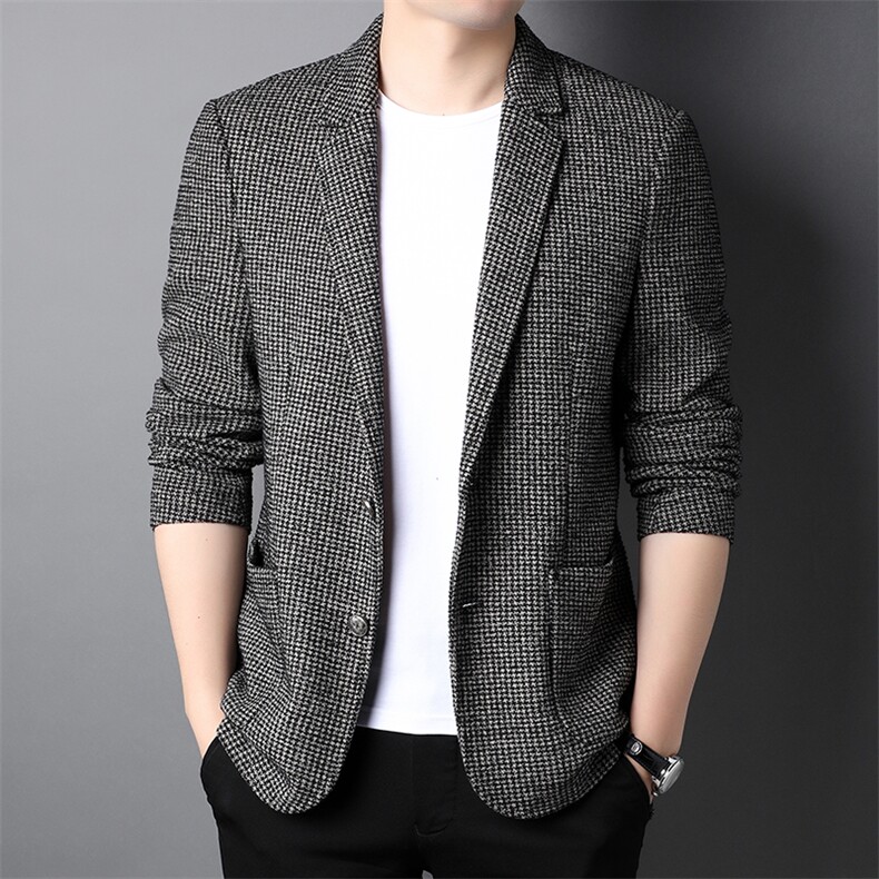 男西装2023春季新款商务休闲西服修身中年爸爸装外套单件上衣,男装西服,电商B212（原钱塘6029）