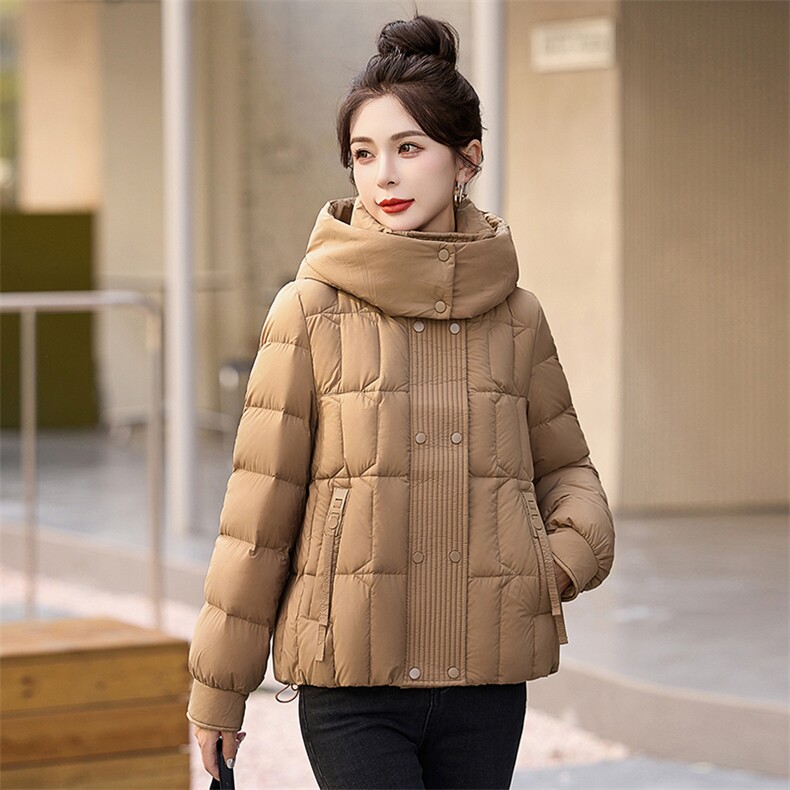现货90绒欧货显瘦短款羽绒服女2024冬季新款连帽小个子白鸭绒外套,商品下架区,然然