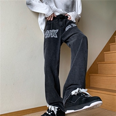 美式高街vibe复古水洗做旧牛仔裤男直筒裤子A061-W9980-P60控78，男装牛仔裤，电商A061-1