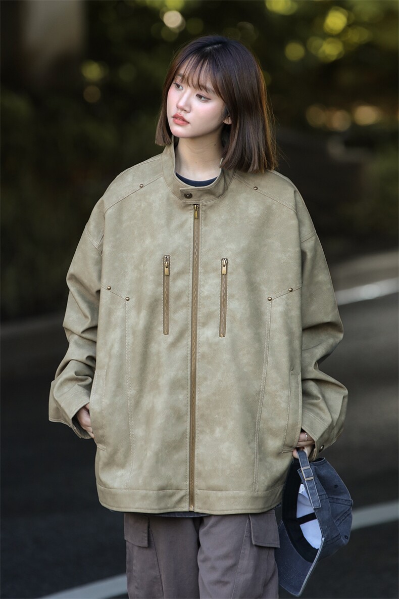 中性风机动皮衣美式潮牌痞帅外套纯色二开a406jk1193特p85,男装皮衣,星座309（原A406）