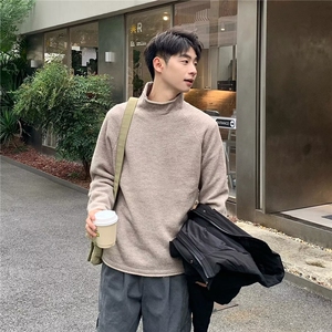 韩简约气质圆领侧开叉宽松百搭灯笼袖柔软套头针织毛衣MS19