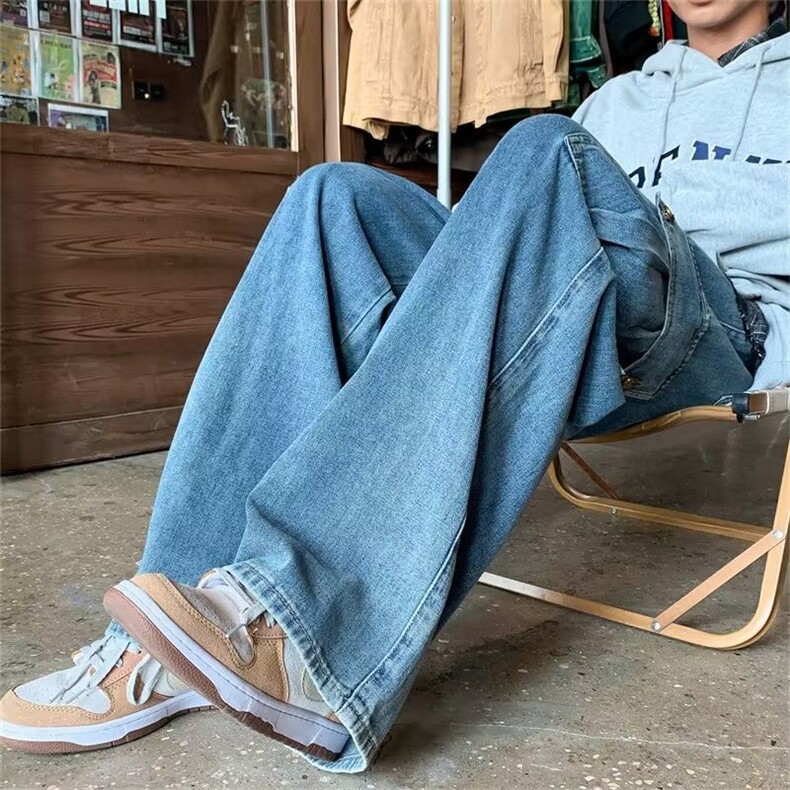 工装牛仔裤男大口袋高街韩版潮2023春秋新款ins宽松长裤K2752-P45图片