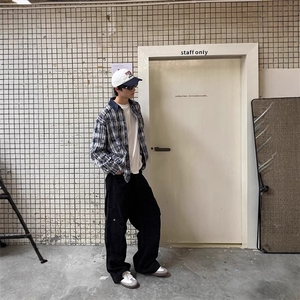1506/QJ050/P49春秋季灯芯绒领口拼接美式小众休闲百搭衬衣图片