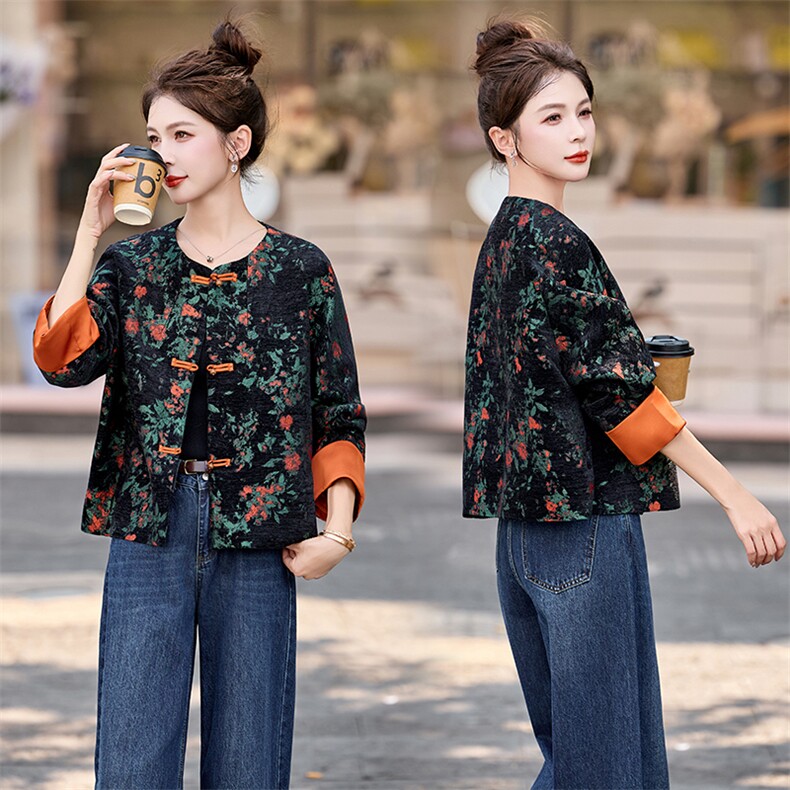 2025新款秋季國风刺绣外套女，女装短外套，曼娅璐