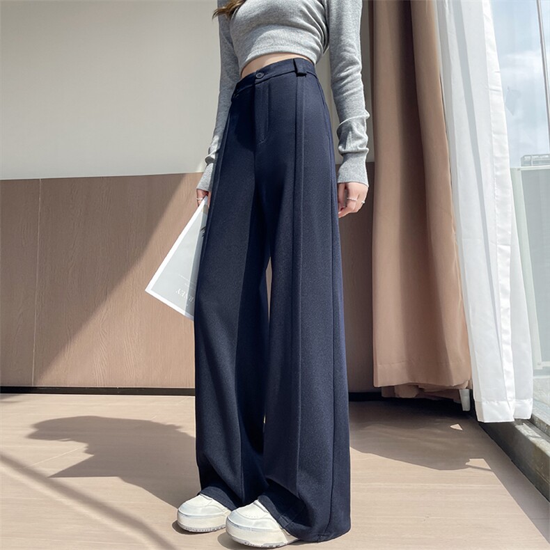 西装裤高级感垂感直筒牛仔阔腿裤女宽松慵懒风窄版休闲西裤,女装休闲裤,云美莎专业女裤-全店现货