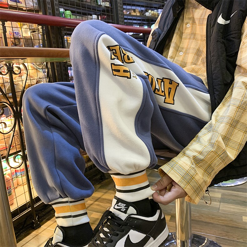 秋季休闲裤男宽松束脚裤拼接卫裤D329-QM1087-P55-控68,男装休闲裤,电商D329
