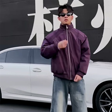 高品质春装新款老钱风美式高街解构立领棒球服飞行夹克潮休闲外套，男装夹克，电商A443