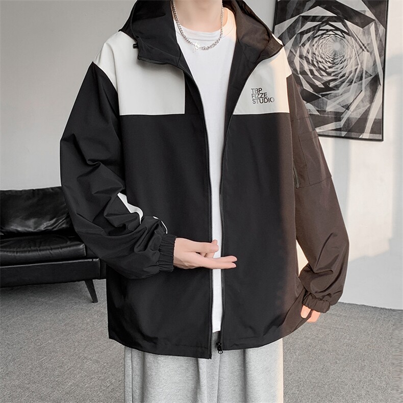 JK8188-P70拼色潮牌冲锋衣工装连帽登山服休闲夹克,男装夹克,星座703
