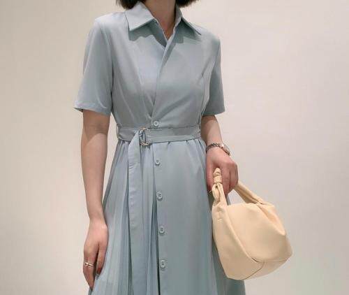 夏季气质收腰翻领衬衫裙，女装衬衫，东方名裳