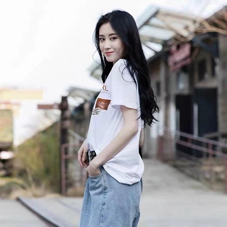 时尚印花迷你小猪休闲百搭短袖T恤,女装T恤,L·H·X