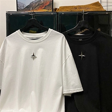可拆卸四芒星装饰多色短袖T恤男DT77783P16块特价：供抖音视频，男装T恤，星座227-7