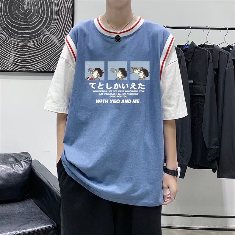 男圆领T恤假两件宽松短袖Q905P28,男装T恤,星座1116-2