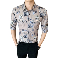 312A-191-P552025新款韩版修身帅气花衬衫英伦时尚男士衬衣B，男装衬衫，星座312A-5