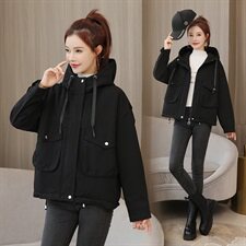 冬季棉衣棉服女中长款棉袄2024年新款潮韩版宽松加绒加厚外套，女装短外套，梦懿尔