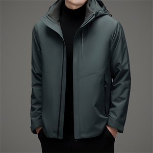 三合一冲锋衣男2025新款秋冬季新款加绒加厚外套爸爸装连帽登山服图片