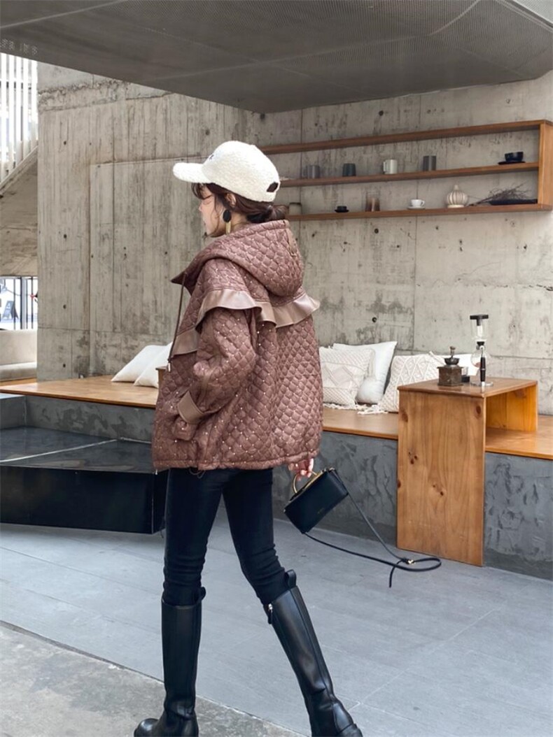 菱形格压薄亮片外套，其它，微迪菲