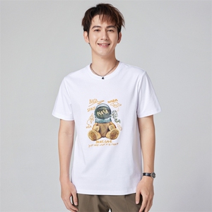 潮流创意插画宽松修身男士短袖图片