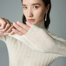 2025年秋季时尚百搭通勤简约休闲修身高翻领，女装针织衫/毛衣，圣暖羊绒