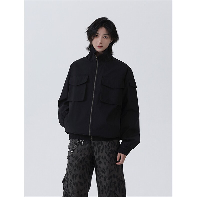 春季新款港风美式多口袋宽松潮流立领夹克XZ213-JK5555-P70控108,男装夹克,星座213