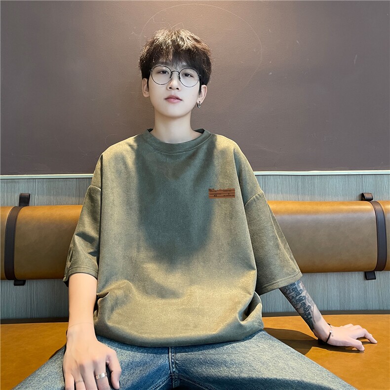 美式休闲风短袖T恤男女宽松简约百搭圆领宽松型上衣T3388-特价P22,男装T恤,电商A007