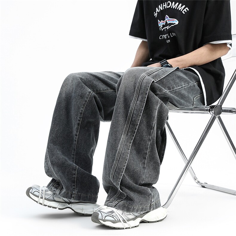 2025春款美式直筒宽松牛仔裤NZ003-P65，男装牛仔裤，电商042