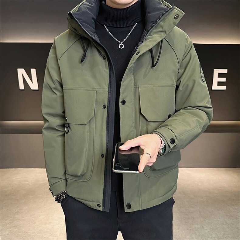 新标90白鸭绒2025年连帽时尚潮流保暖羽绒服男YR6059-P240,男装羽绒服,电商D240-242