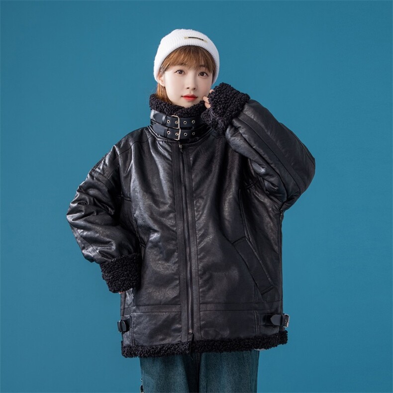 厚夹克皮棉衣毛绒上衣地平线机车皮毛一体棉服313B-P18-P125,男装夹克,星座313B