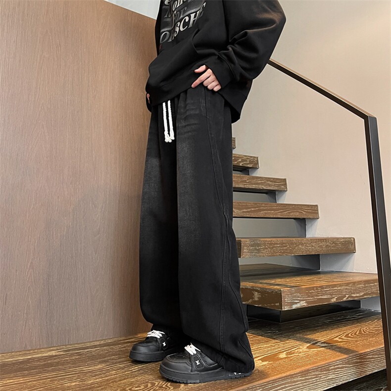 8XL-M加肥加大码牛仔裤复古直筒工装裤痞帅休闲阔腿长裤NZ9008P60，男装牛仔裤，电商B238