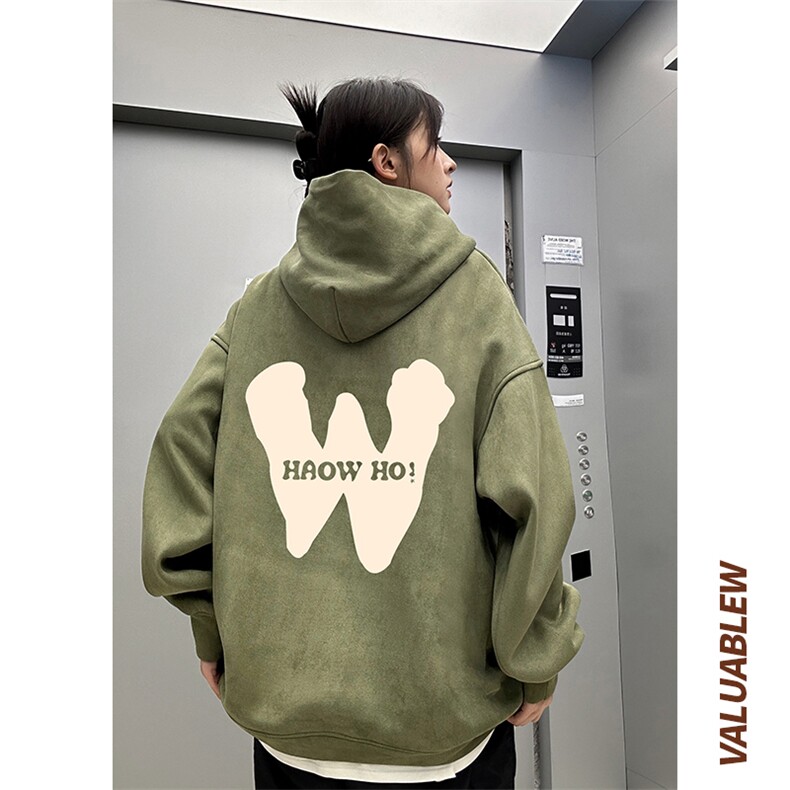 ！麂皮绒连帽卫衣直播品质重磅400克W印花JL7105-P45控78,男装卫衣,星座508（原C305）